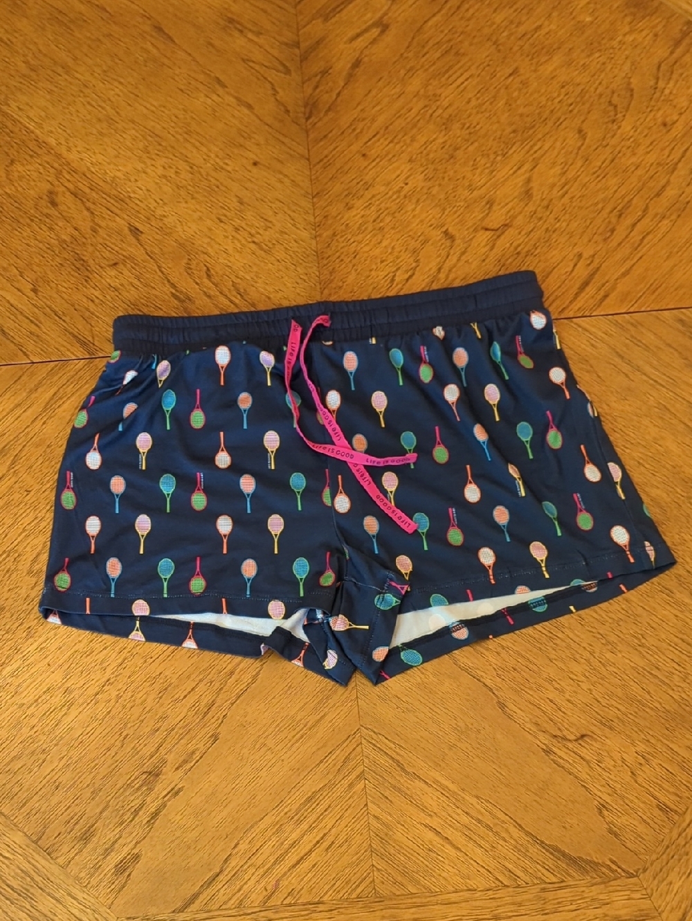 Life Is Good Navy Tennis Racket Pajama Shorts
